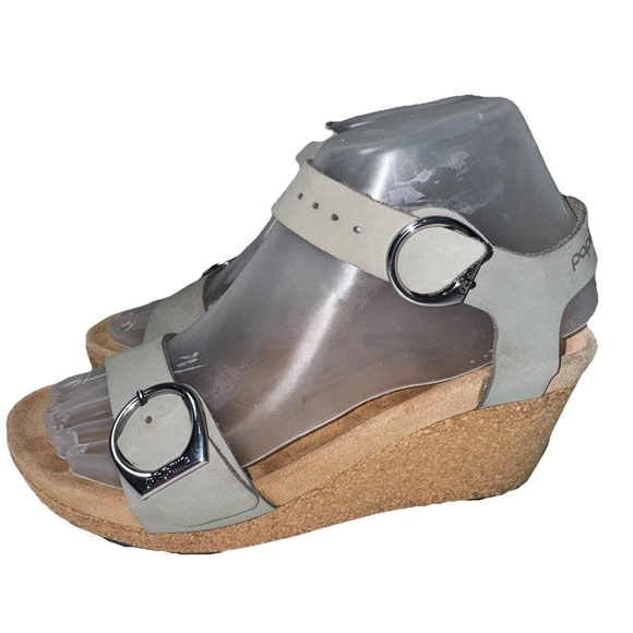 Papillio By Birkenstock Soley EU36 US L5 Dove Gray Nubuck Leather Wedge Sandals. - Picture 4 of 9